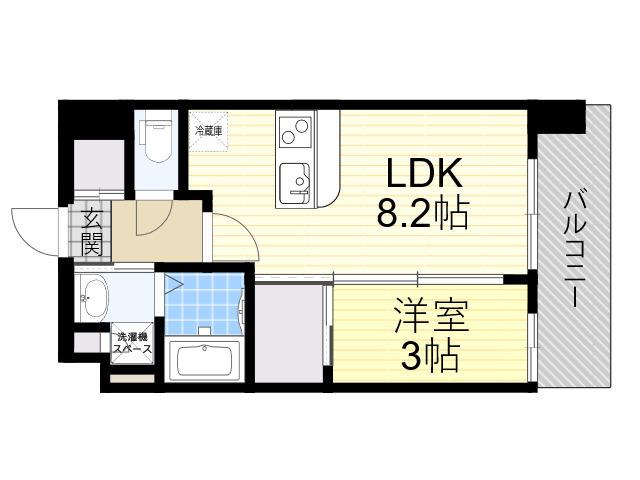 LUXE新大阪Ⅵ(1LDK/7階)の間取り写真