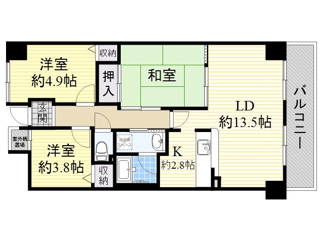インプルーブ緑地公園(3LDK/3階)の間取り写真