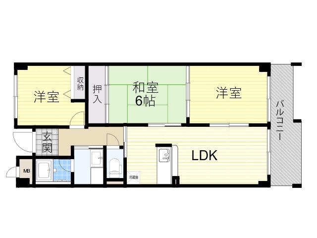 プリムベール向丘(3LDK/1階)の間取り写真