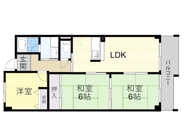 プリムベール向丘(3LDK/2階)の間取り写真