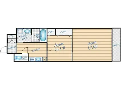 レフィーナカルム江坂(1DK/3階)の間取り写真