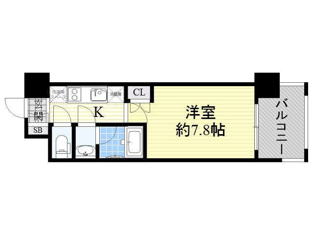 パークフラッツ江坂(ワンルーム/9階)の間取り写真