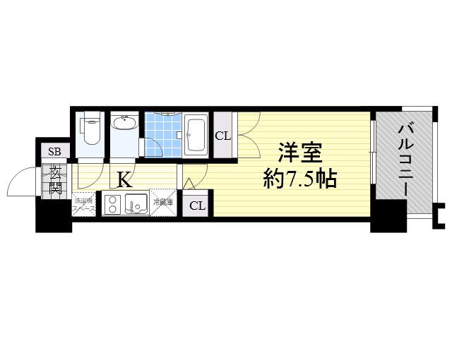 パークフラッツ江坂(1K/7階)の間取り写真