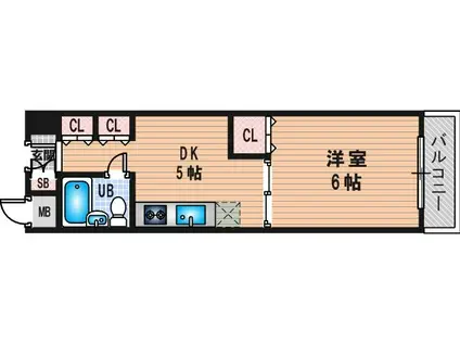 東三国グランドハイツ北(1DK/2階)の間取り写真