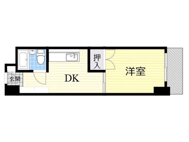 東三国グランドハイツ北(1DK/8階)の間取り写真
