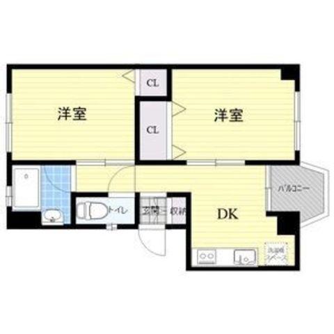 第1穂波コーポ(2DK/1階)の間取り写真