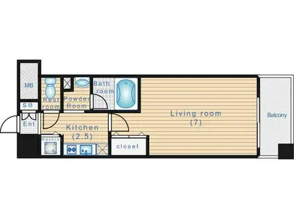 アーデン江坂(1K/9階)の間取り写真