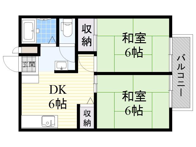 ハイツパークサイド(2DK/3階)の間取り写真