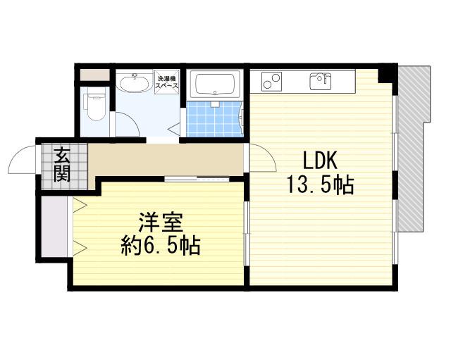 千里ハイツ(1LDK/3階)の間取り写真