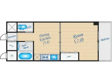 第12関根マンション(1DK/4階)の間取り写真
