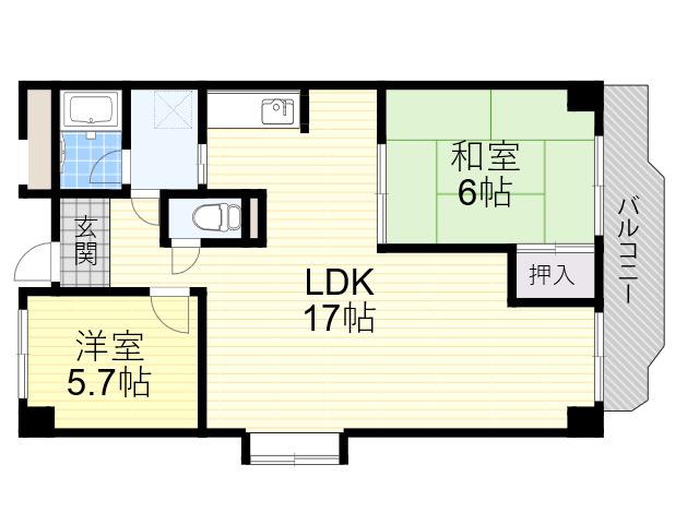 葛上マンション(2LDK/2階)の間取り写真