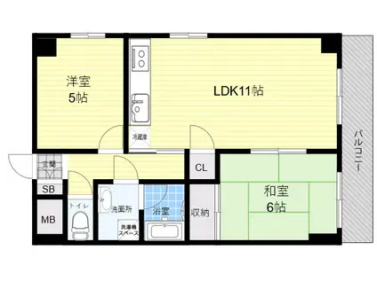 ローゼン ガルデン(2LDK/4階)の間取り写真