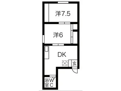 千里山西コーポ第3ビル(2DK/1階)の間取り写真