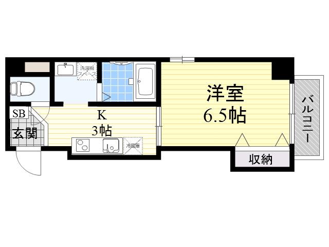 ドミール関大前(1K/2階)の間取り写真