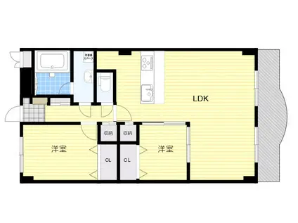 フローラルイズミ(2LDK/4階)の間取り写真