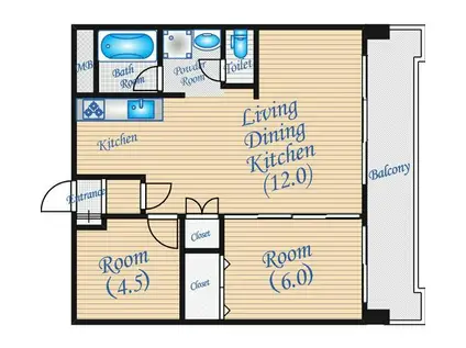 クローバー・メゾン千里山(2LDK/2階)の間取り写真