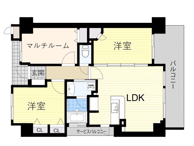 エステムコート東豊中ロサリオ(2SLDK/4階)の間取り写真