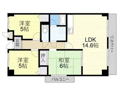ニチゴマンション2(3LDK/5階)の間取り写真