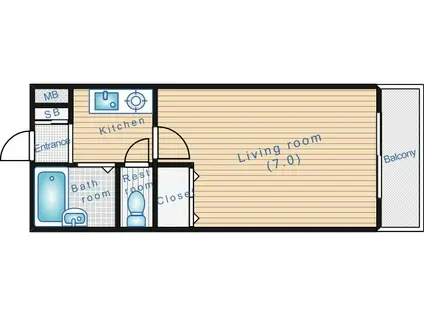 アミスタ江坂(1K/3階)の間取り写真