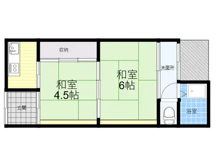 阪急千里線 豊津駅(大阪) 徒歩7分 2階建 築56年(2K)の間取り写真