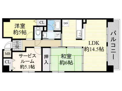 シュワーブ穂波(2SLDK/4階)の間取り写真
