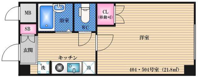 ロイヤル江坂(1K/4階)の間取り写真