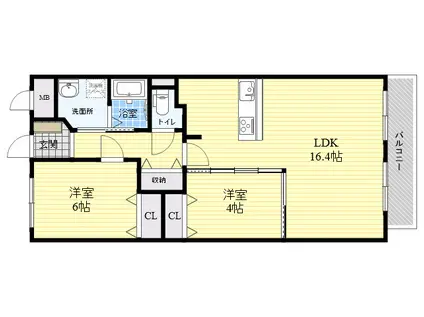 ロイヤルカーサ江坂東(2LDK/4階)の間取り写真