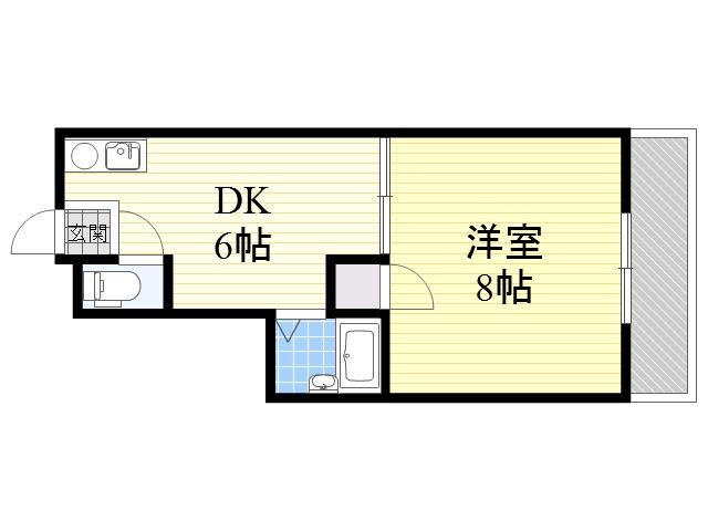 エルコート三国(1DK/3階)の間取り写真