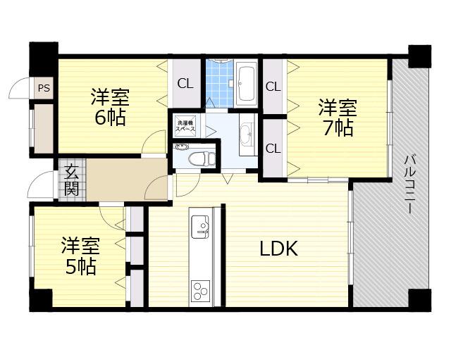 プレミール桃山台(3LDK/3階)の間取り写真