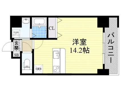 グレンパーク江坂Ⅱ(ワンルーム/14階)の間取り写真