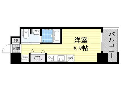グレンパーク江坂Ⅱ(ワンルーム/9階)の間取り写真