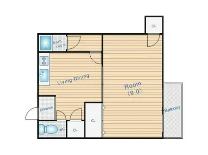正栄マンション(1DK/3階)の間取り写真