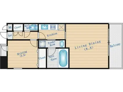 プレジオ江坂(1LDK/6階)の間取り写真