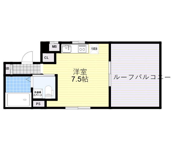すとりぃむ江坂(ワンルーム/5階)の間取り写真