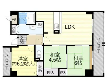 フレスコ21(3LDK/7階)の間取り写真