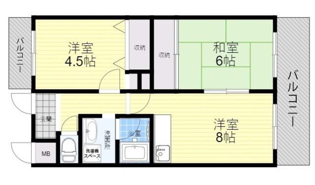 サンライズマンション(2LDK/3階)の間取り写真