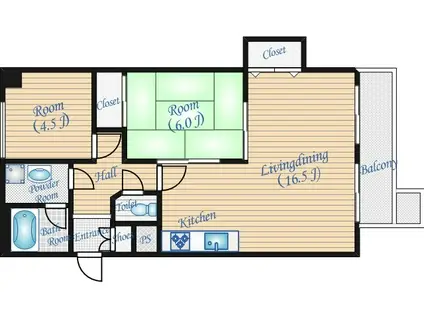 エクセレント緑地公園(3LDK/3階)の間取り写真