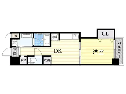 ニッケノーブルハイツ江坂(1DK/3階)の間取り写真
