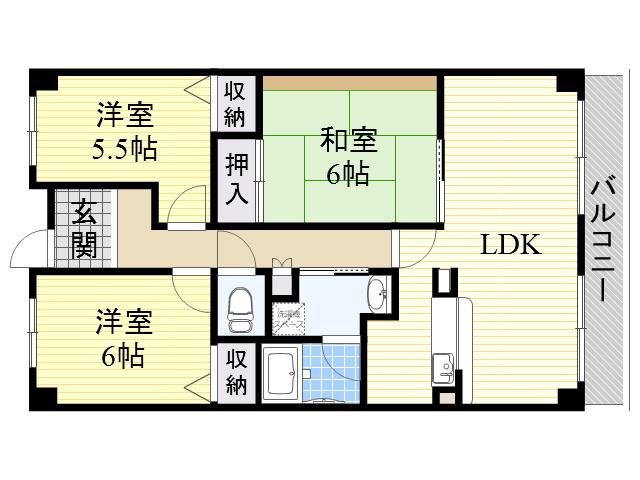 トレビバース上山手公園1(3LDK/5階)の間取り写真