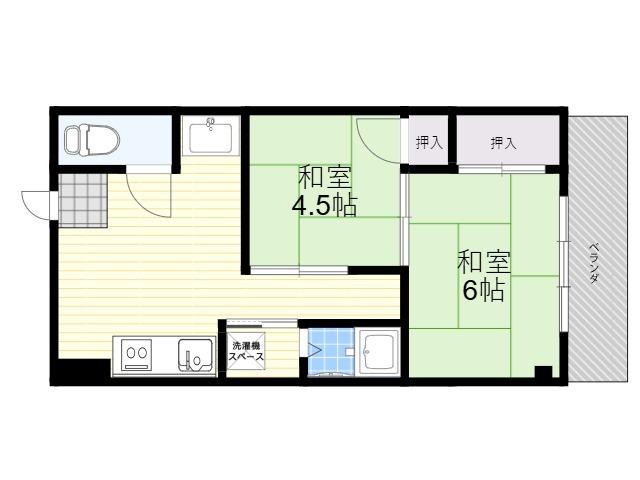 三功マンション(2K/4階)の間取り写真