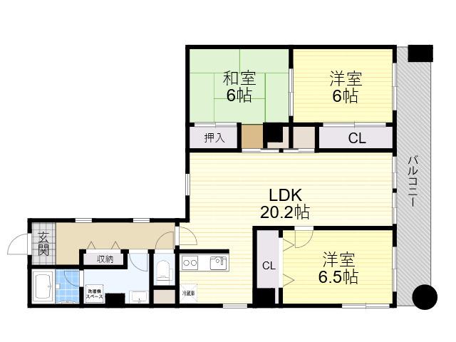 ドミール千里(3LDK/2階)の間取り写真