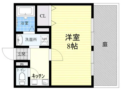 ルナ江坂(1K/1階)の間取り写真