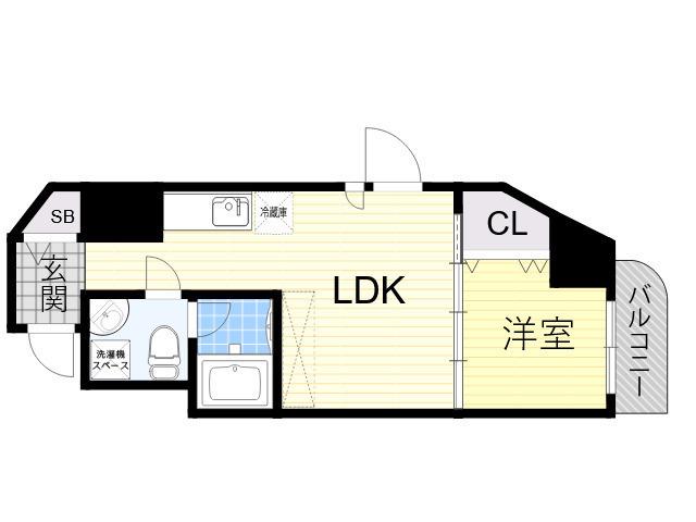 RIDGE江坂(1LDK/3階)の間取り写真
