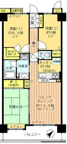アドリーム江坂(3LDK/5階)の間取り写真