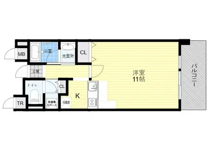 サイドヒルⅡ(1K/3階)の間取り写真