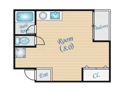 Mハウス(ワンルーム/2階)の間取り写真