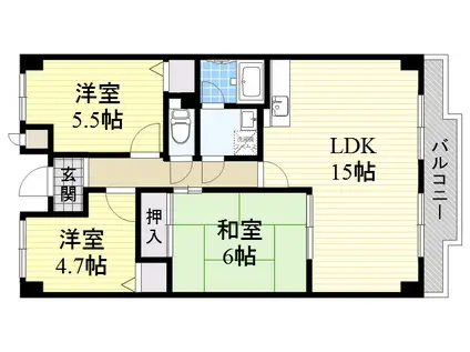 リヴェール緑地(3LDK/6階)の間取り写真