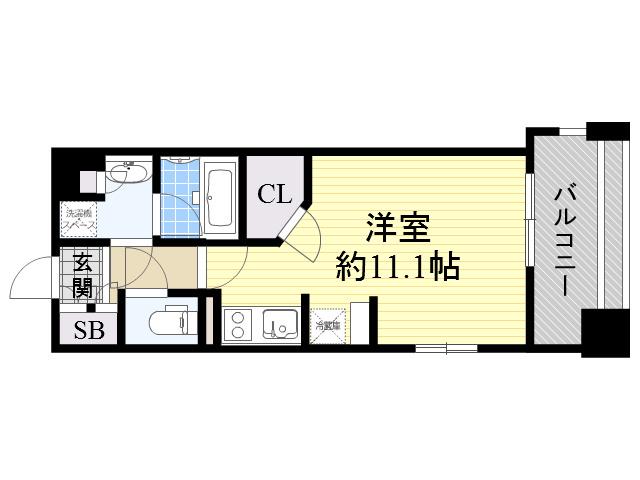 アパートメンツ江坂(ワンルーム/4階)の間取り写真