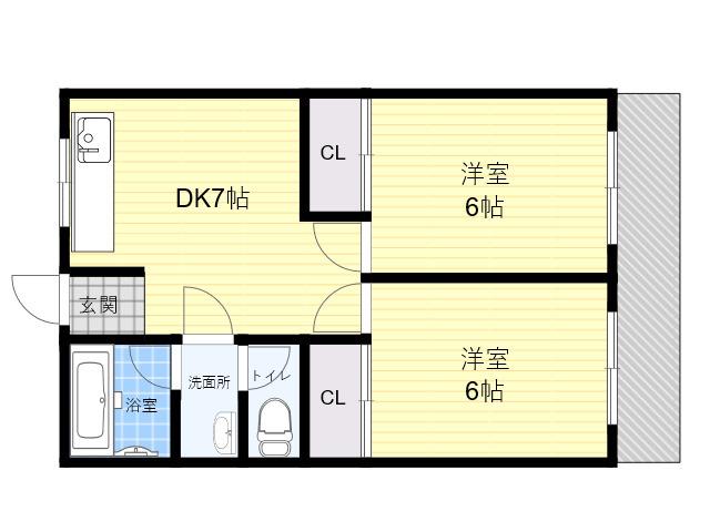 マンションアルブル(2DK/3階)の間取り写真