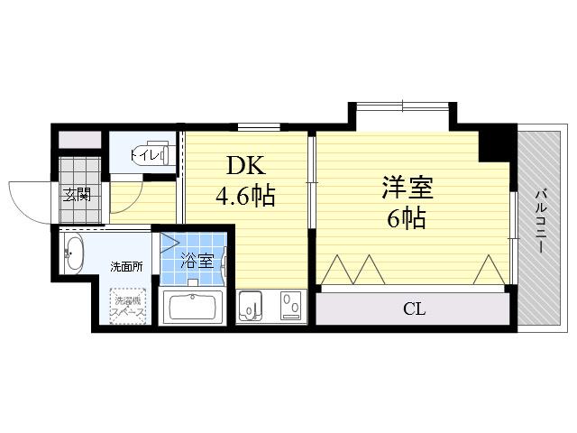 ヒルズ南吹田(1DK/6階)の間取り写真